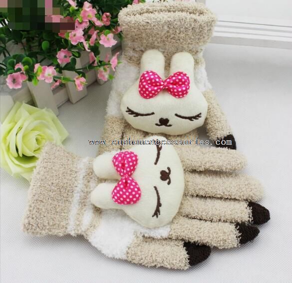 Rabbit Pattern Soft Cashmere Touch Screen Gloves