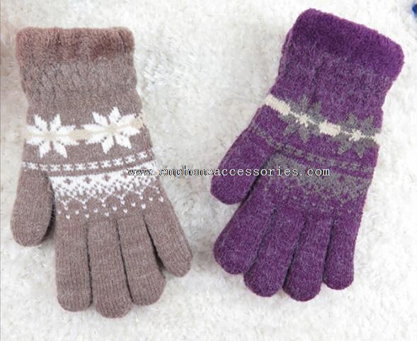 Snøfnugg mønster vinter strikkede hansker