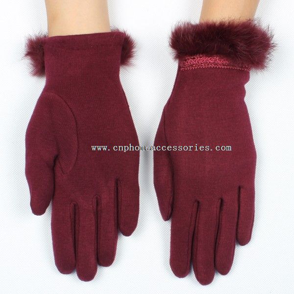 Touchscreen-Winterhandschuhe mit Kaninchenfell