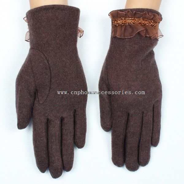 Winter Sarung tangan sarung tangan wol klasik dengan renda