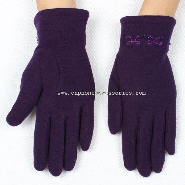 winter screen touch gloves with beads cuff