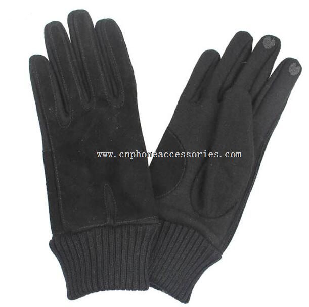 Womens touch cheap leather gloves with pigsude combined wool