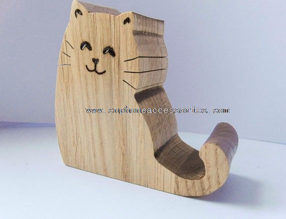 Support en bois de forme chat