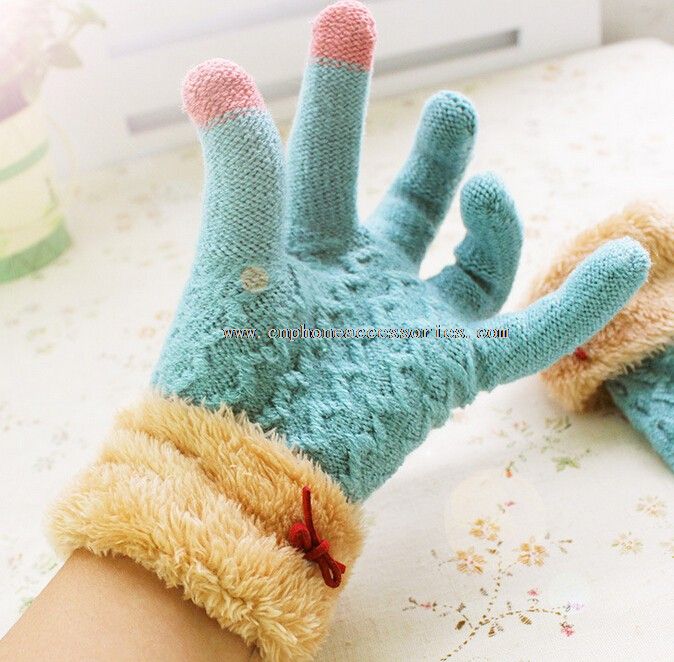 cute knitted gloves acrylic touch screen gloves