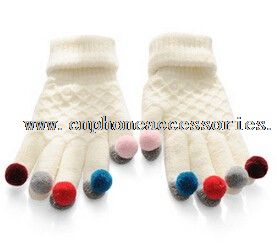 knit with colorful boll screen touch gloves