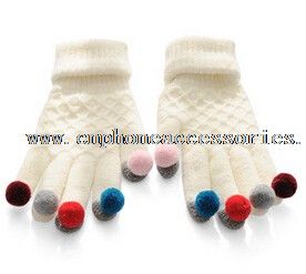 mit bunten Boll-Touch Handschuhe stricken