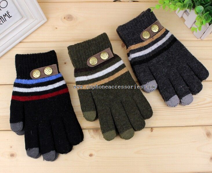 men buckles stripes screen touch gloves for mobile phone