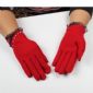gants en laine d’écran tactile confortable rouge avec dentelle small picture
