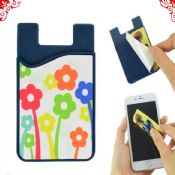 Non-toxic Silicone Sticky Mobile Card Pocket With Cleaner images