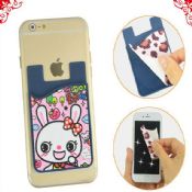 Silicone Sticky Mobile Phone Card Pocket With Cleaner images
