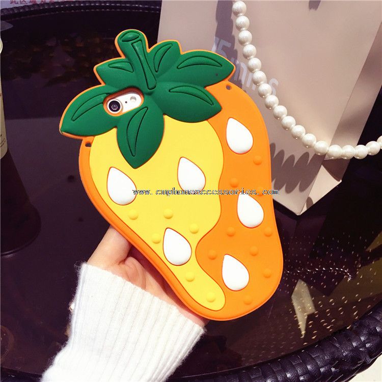 3D buah Strawberry penuh menutupi silikon Mobile Phone Case untuk iPhone Plus 7/7