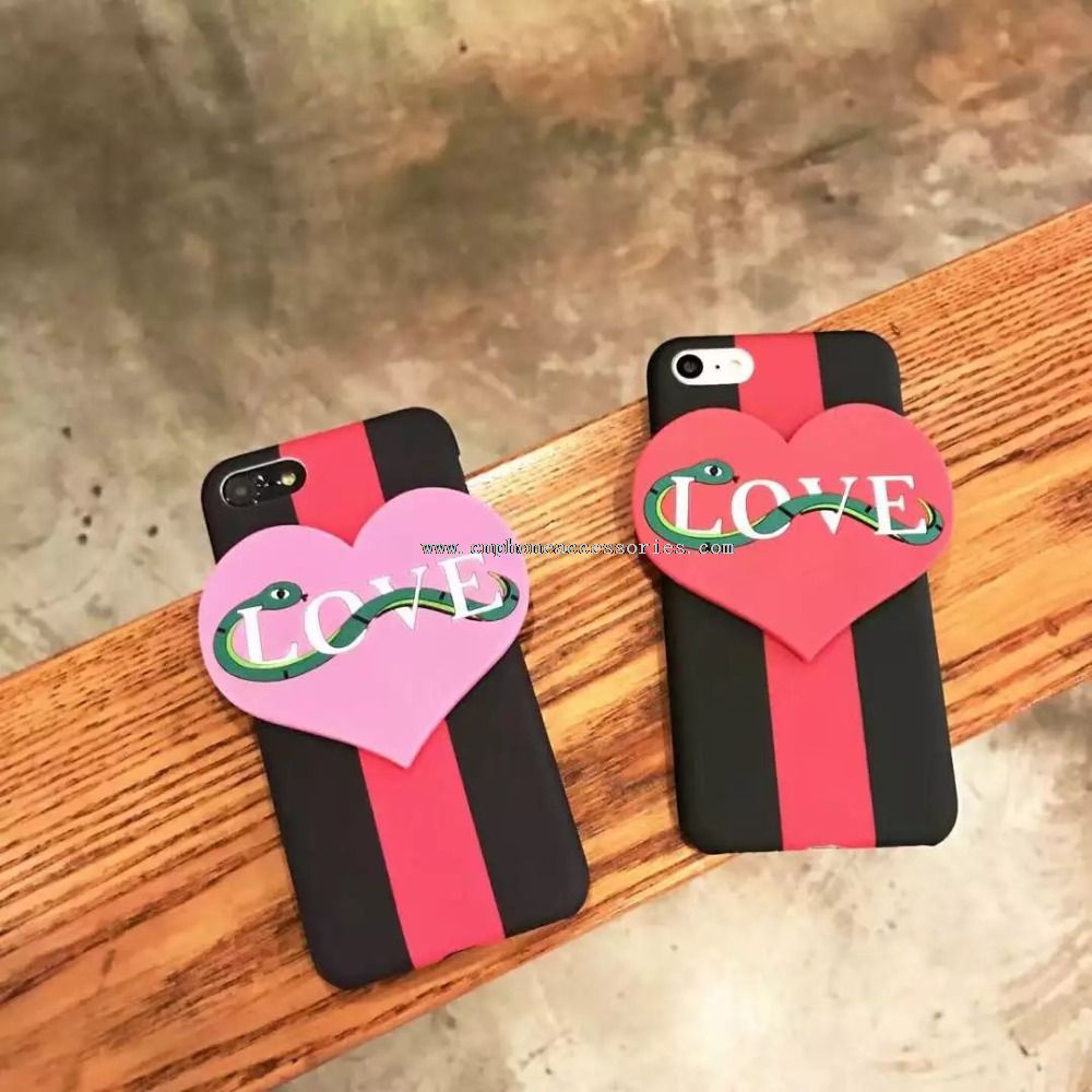 Aşk çizgili yılan PC sabit Funky cep telefonu Case iPhone için 7/7 Plus