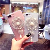 Lyxiga Bling Diamond solros Pearl Full täcka telefon TPU till iPhone 7/7 Plus images