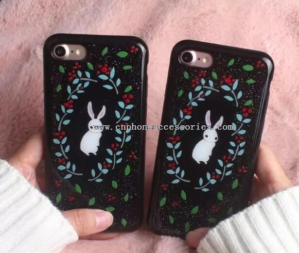 Soft TPU Rabbit Stylish Shimmering Powder Plating Glitter Flash Power Phone Case For iPhone 7