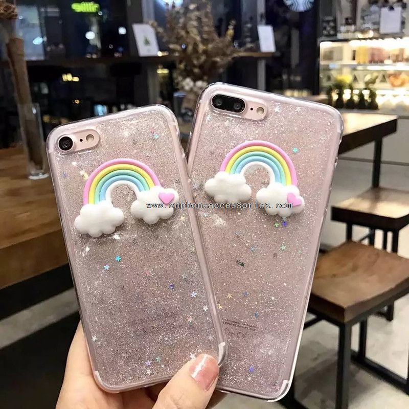 Caso de teléfono arco iris 3D para el iPhone 7 Plus