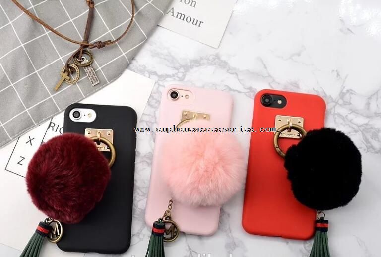 Candy Color Soft TPU Phone Case Cute Fur Ball Case For iPhone 6 7 7 Plus