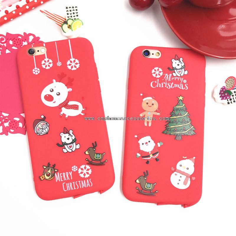 Christmas Cartoon Emboss Pattern Phone Case