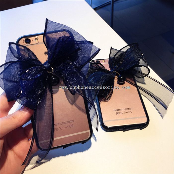 Elegan Chiffon ikatan simpul penuh menutupi transparan TPU Phone Case untuk iPhone Plus 7/7