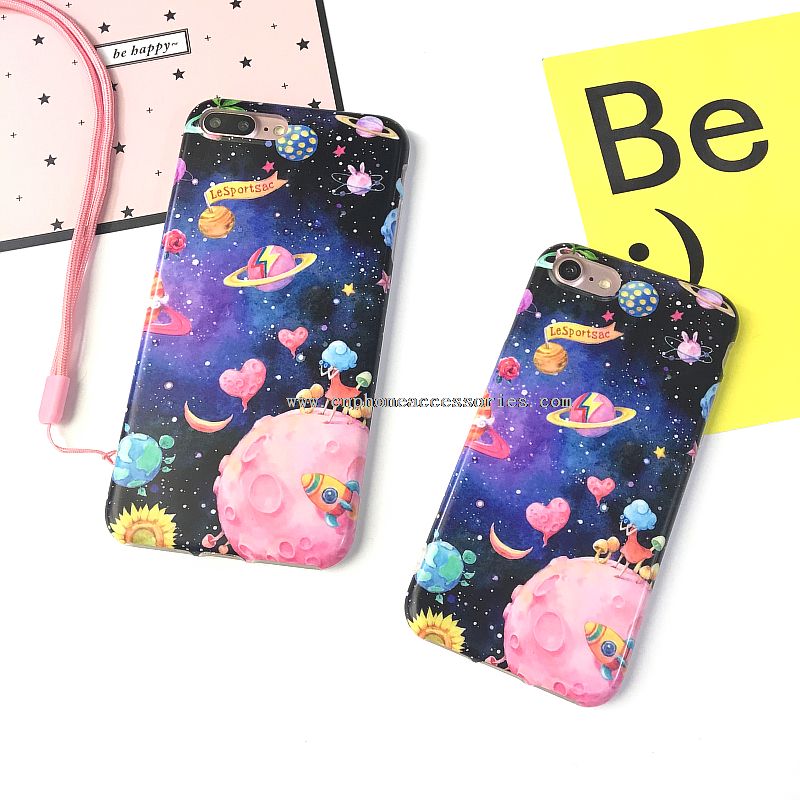 Fantasi Planet lembut TPU penutup penuh IMD Matte Phone Case