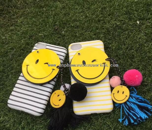 for iPhone7 tpu Soft Case Mirror Tassel Smile Face