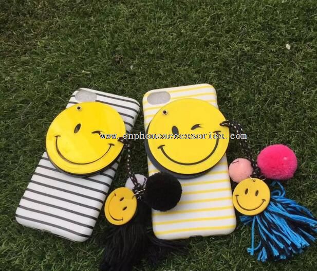 para iPhone7 tpu Soft caso espelho Tassel sorriso rosto