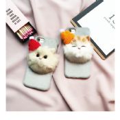 3D chat peluche avec chapeau Suede hiver téléphone étui rigide pour iPhone Plus 7/7 images