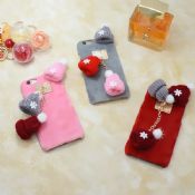 Cute 3D Christmas Woolen Hat Suede Mobile Phone Case for iPhone 7/7 Plus images