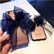 Elegan Chiffon ikatan simpul penuh menutupi transparan TPU Phone Case untuk iPhone Plus 7/7 images
