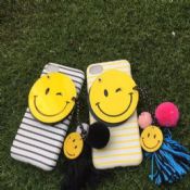 برای iPhone7 tpu صورت لبخند Tassel نرم مورد آینه images