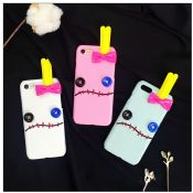 Lovely 3D Little Devil Embroidery Button Eyes PC Hard Phone Case for iPhone 7/7 Plus images