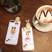 Super Cute 3D Lying Rabbit Deer Cartoon Case Full Cover TPU IMD Matte Phone Case for iPhone 7/7 Plus images