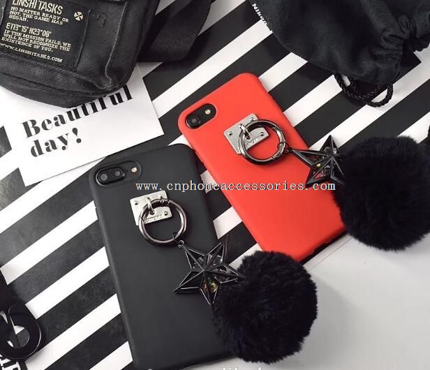 Yıldız ile iPhone 7 peluş topu geri telefon Case kapak