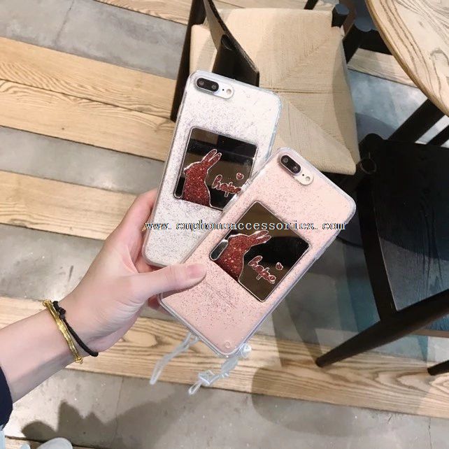Kes cermin bling dengan menggantung tali untuk iPhone 6/6 Plus/7/7 Plus