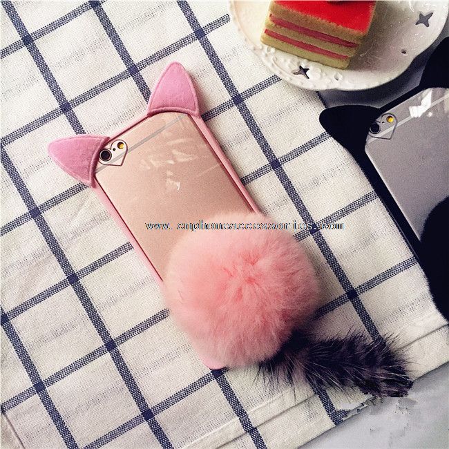 Flush Ball Tail Cute Cat Ear Transparent Full Cover