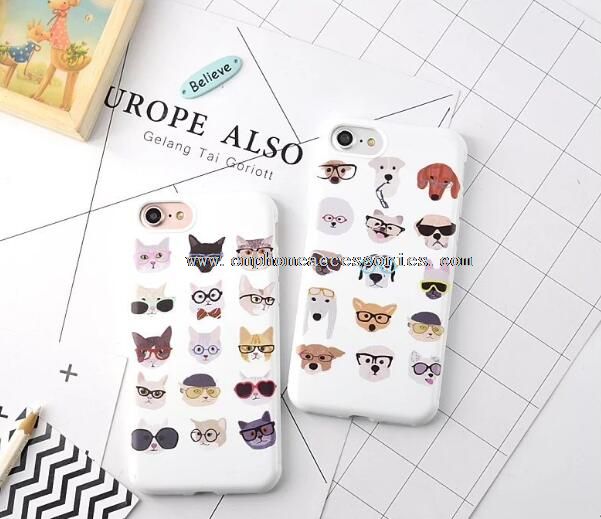 Glasses Dogs Soft Flexible TPU For iPhone 7 /7 Plus Phone Case