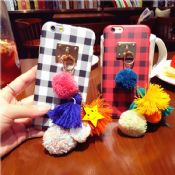 Lattice Grid Tassels Flush Balls Mobile Phone Case for iPhone 7/7 Plus images