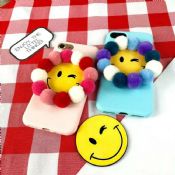 Smile Face Plush Balls Full Cover Silicone Mobile Phone Case for iPhone 7/7 Plus images