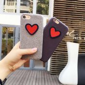 Daim tissu broderie amour téléphone étui pour iPhone Plus 7/7 images