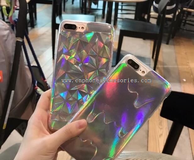 Mencair Diamond Jajar genjang Laser telepon Case untuk iPhone 7