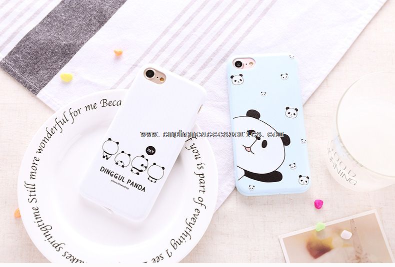 Pandaer silikone fuld dækning af telefonen tilfældet for iPhone 7 Plus