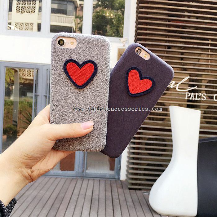 Camurça pano bordado amor Phone Case para iPhone Plus 7/7
