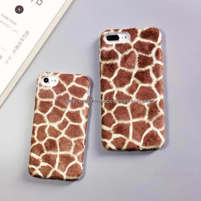 Warm Plush Leopard Full Cover Silicone Mobile Phone Case for iPhone 7/7 Plus