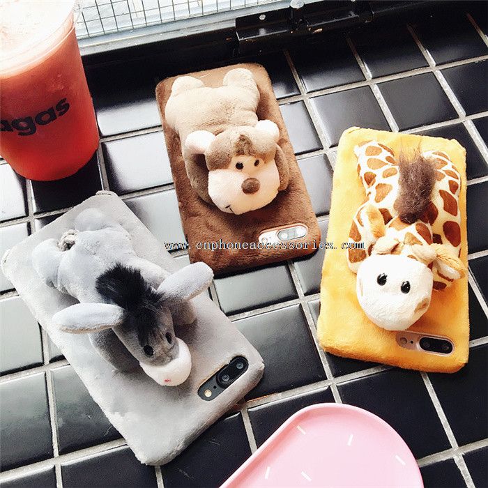 3D peluche animaux pleine couverture GSM TPU pour iPhone Plus 7/7