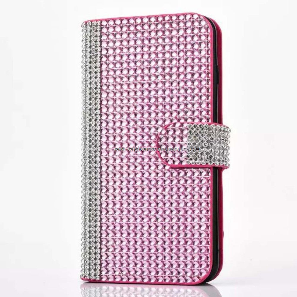 Crystal Diamond dengan kartu kredit dompet kantong magnetik Flip telepon menutupi kasus untuk iphone 6 6s