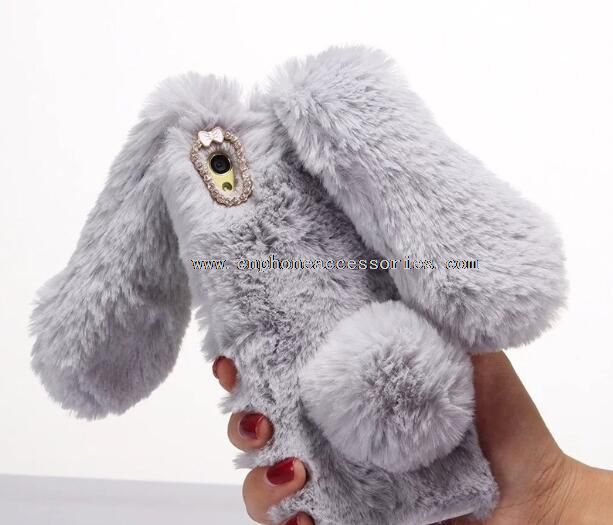 Bonito Plush Rabbit Fur Case capa tpu Soft Case de volta