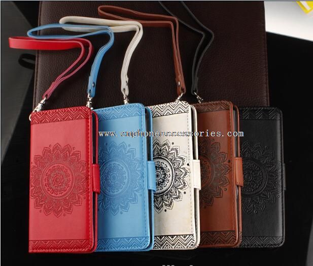 Embossed Flower Lanyard Cell Phone Case