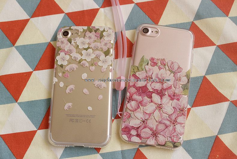 Telefone de flor em relevo Case para iPhone 7 meninas caso