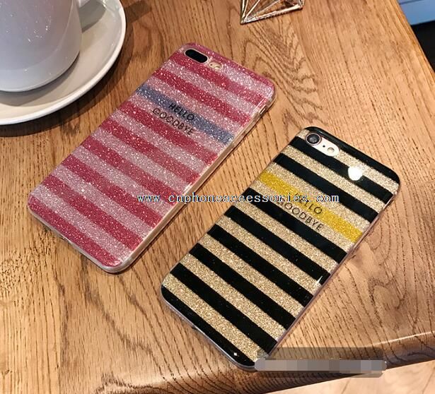 Glitter prášek Stripe případ plné TPU Měkké telefon pouzdro pro iPhone Plus 7/7