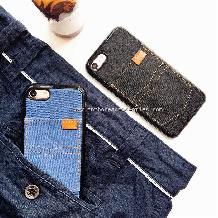 Jeans larga resistência Soft manga telefone bolsa em couro para iPhone 7 Plus