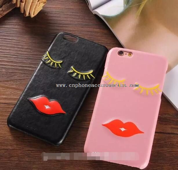 Kadınlar için dudak desen durumda pu deri iPhone6 iPhone7 pc Hard Case için için